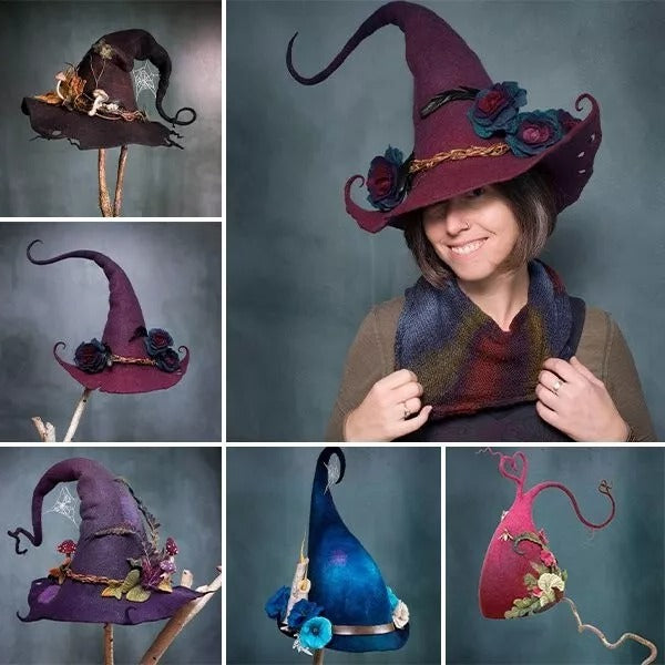 Lisslune | HexaHat – Handmade Felt Witch Hat made of Merino Wool & Silk Chiffon