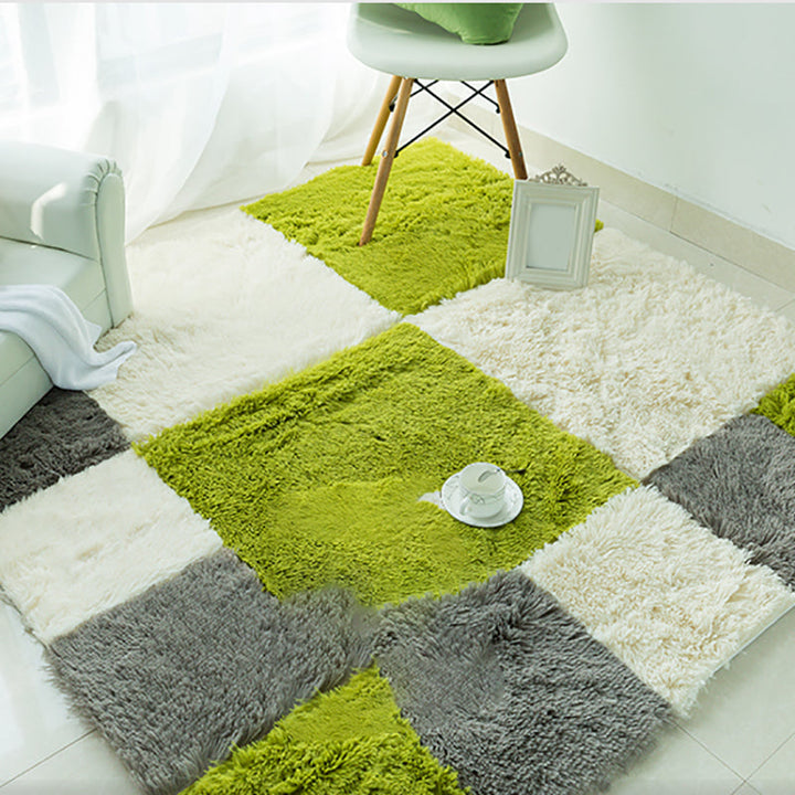 Lisslune | Bedroom Carpet Tiles Solid Color Square Shag Stain Resistant Carpet Tiles