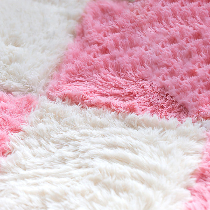 Lisslune | Bedroom Carpet Tiles Solid Color Square Shag Stain Resistant Carpet Tiles