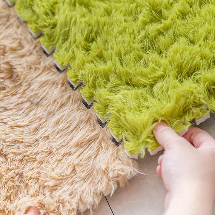 Lisslune | Bedroom Carpet Tiles Solid Color Square Shag Stain Resistant Carpet Tiles