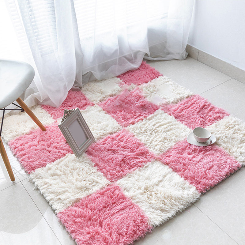 Lisslune | Bedroom Carpet Tiles Solid Color Square Shag Stain Resistant Carpet Tiles