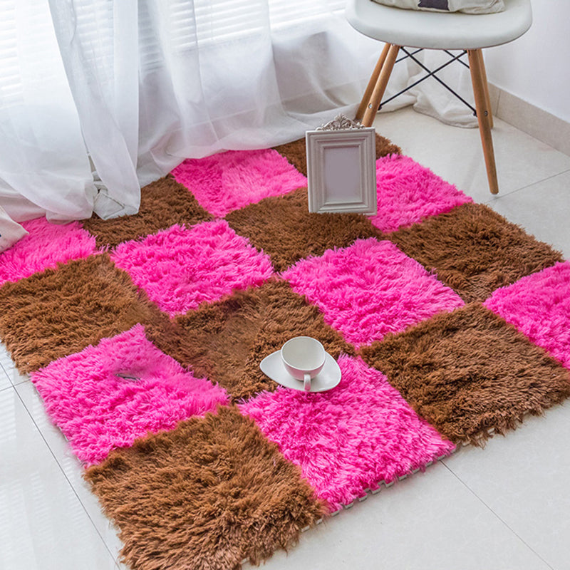 Lisslune | Bedroom Carpet Tiles Solid Color Square Shag Stain Resistant Carpet Tiles