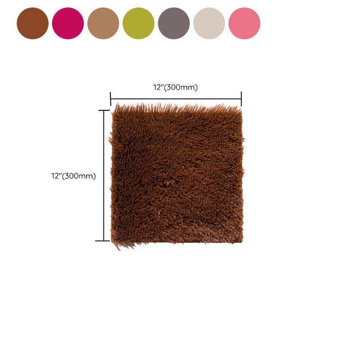 Lisslune | Bedroom Carpet Tiles Solid Color Square Shag Stain Resistant Carpet Tiles