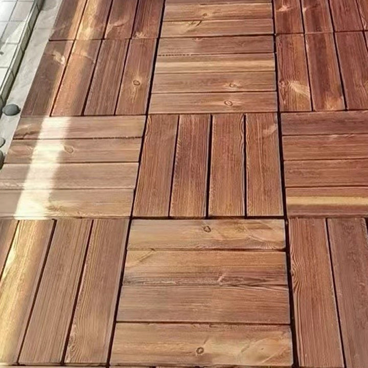 Lisslune | Tradition wood tile wire-brushed square engineered wood for patio garden