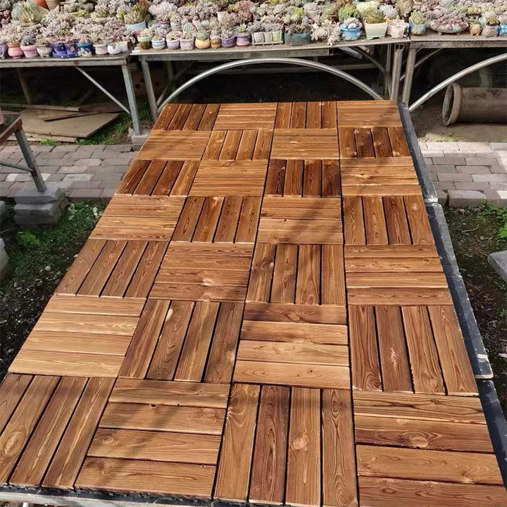 Lisslune | Tradition wood tile wire-brushed square engineered wood for patio garden