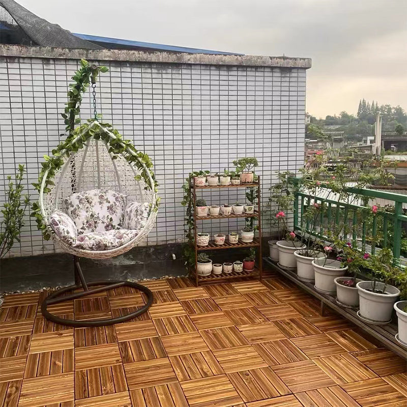 Lisslune | Tradition wood tile wire-brushed square engineered wood for patio garden