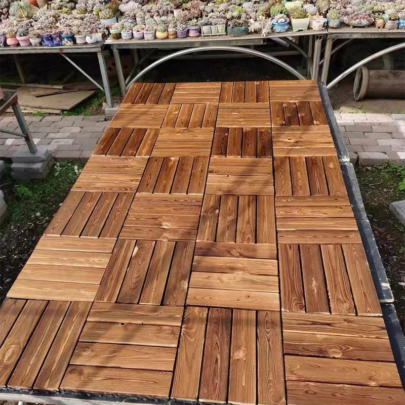 Lisslune | Tradition wood tile wire-brushed square engineered wood for patio garden