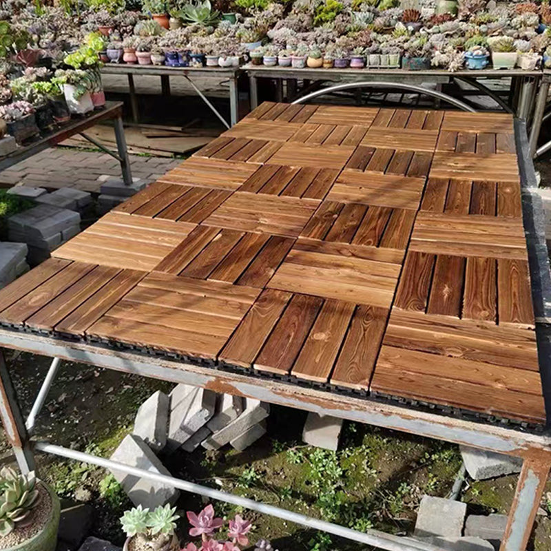 Lisslune | Tradition wood tile wire-brushed square engineered wood for patio garden