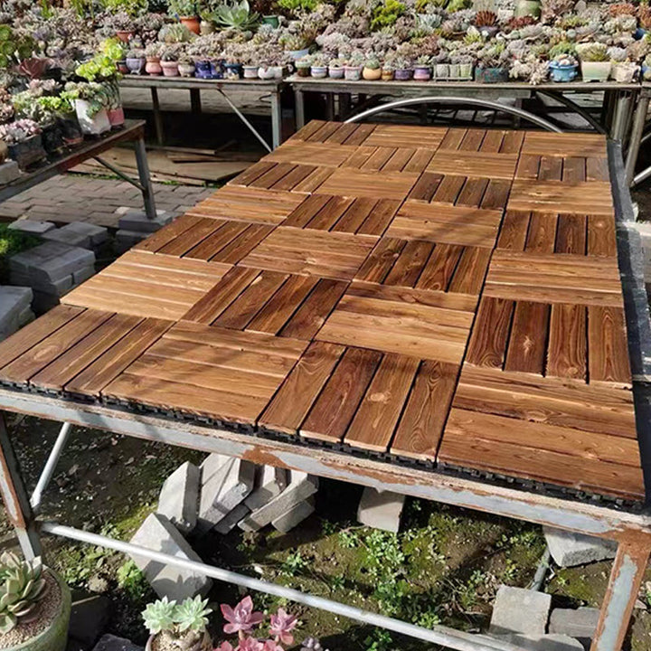 Lisslune | Tradition wood tile wire-brushed square engineered wood for patio garden