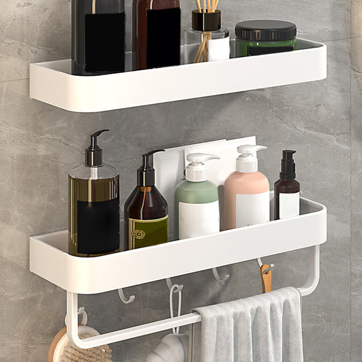Lisslune | White 2-piece Bathroom Hardware Modern Bathroom Accessories Set, Bathroom Shelf