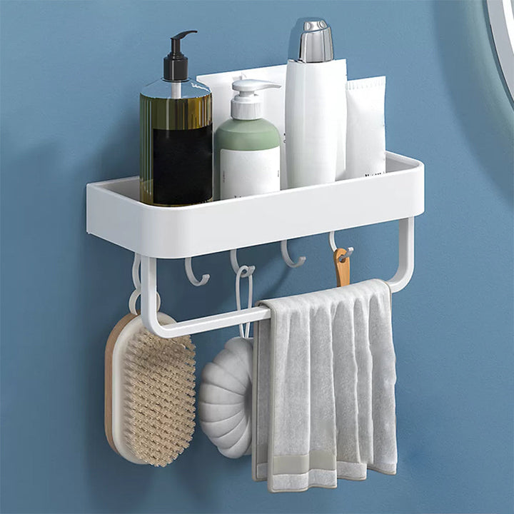 Lisslune | White 2-piece Bathroom Hardware Modern Bathroom Accessories Set, Bathroom Shelf