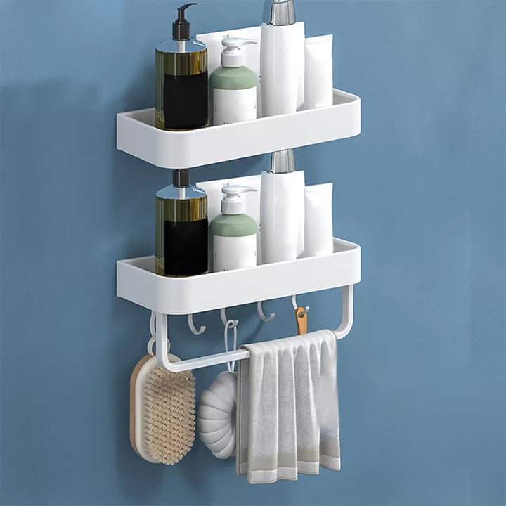 Lisslune | White 2-piece Bathroom Hardware Modern Bathroom Accessories Set, Bathroom Shelf