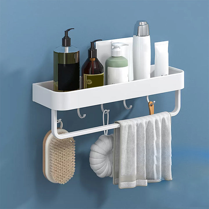 Lisslune | White 2-piece Bathroom Hardware Modern Bathroom Accessories Set, Bathroom Shelf