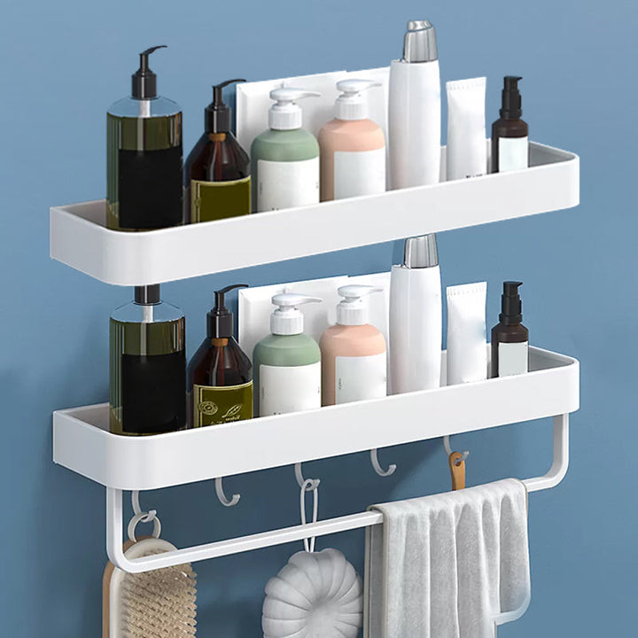 Lisslune | White 2-piece Bathroom Hardware Modern Bathroom Accessories Set, Bathroom Shelf