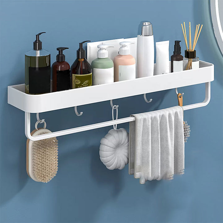 Lisslune | White 2-piece Bathroom Hardware Modern Bathroom Accessories Set, Bathroom Shelf