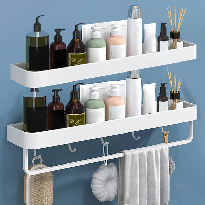 Lisslune | White 2-piece Bathroom Hardware Modern Bathroom Accessories Set, Bathroom Shelf