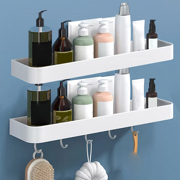 Lisslune | White 2-piece Bathroom Hardware Modern Bathroom Accessories Set, Bathroom Shelf