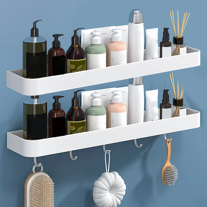 Lisslune | White 2-piece Bathroom Hardware Modern Bathroom Accessories Set, Bathroom Shelf