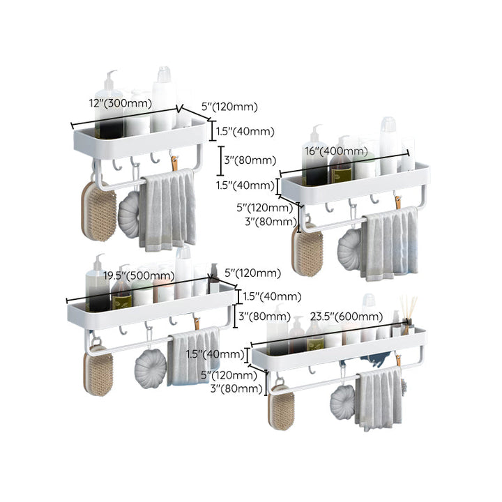 Lisslune | White 2-piece Bathroom Hardware Modern Bathroom Accessories Set, Bathroom Shelf