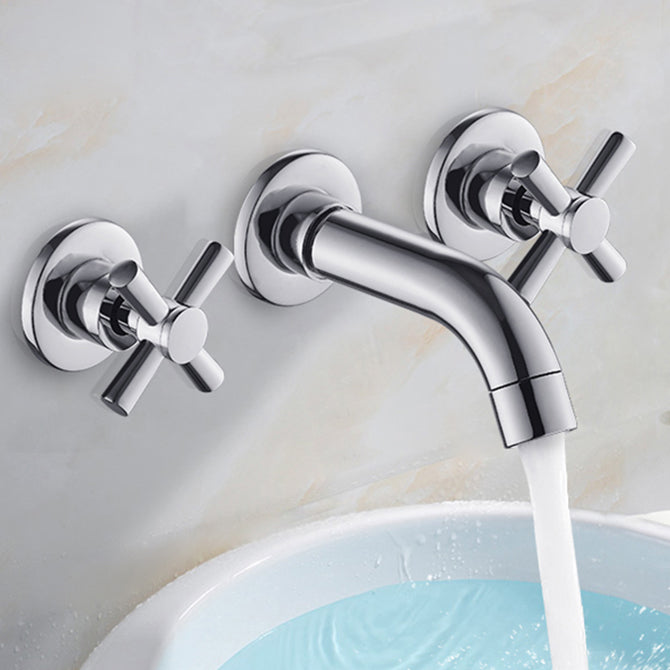 Lisslune | Modern bathroom faucet wall-mounted cross handles low arc faucet