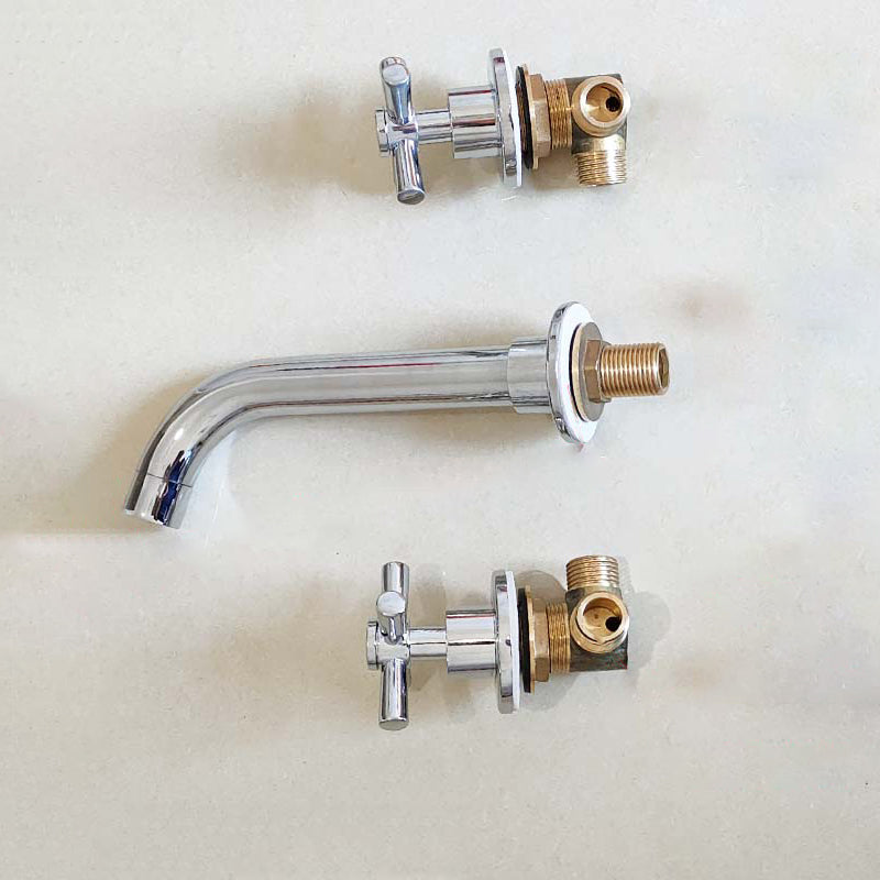 Lisslune | Modern bathroom faucet wall-mounted cross handles low arc faucet