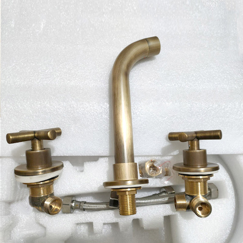 Lisslune | Modern bathroom faucet wall-mounted cross handles low arc faucet