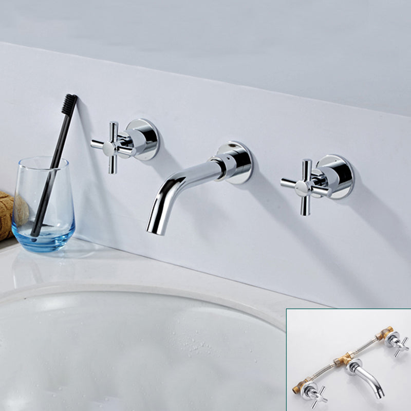 Lisslune | Modern bathroom faucet wall-mounted cross handles low arc faucet