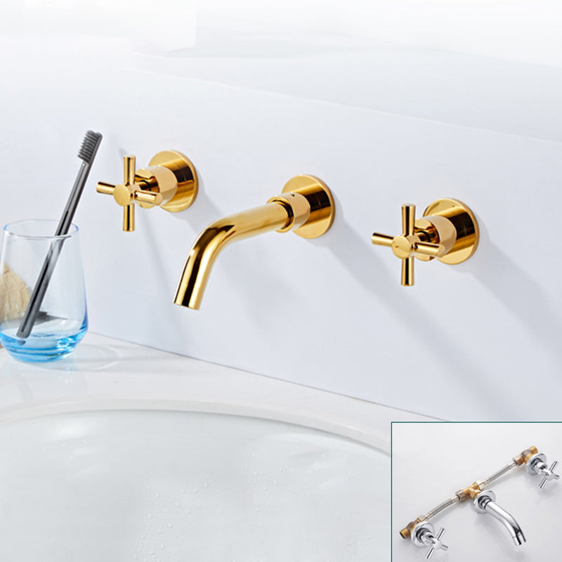 Lisslune | Modern bathroom faucet wall-mounted cross handles low arc faucet