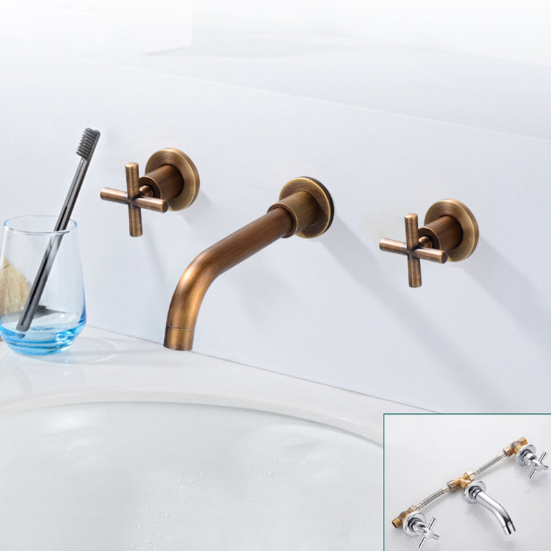 Lisslune | Modern bathroom faucet wall-mounted cross handles low arc faucet