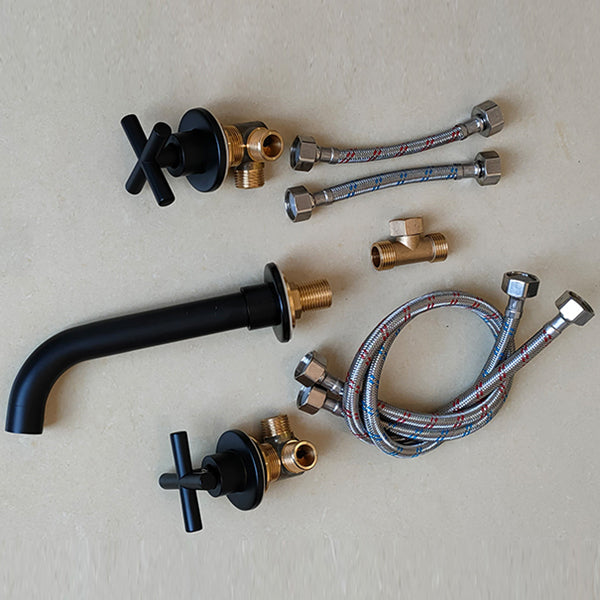Lisslune | Modern bathroom faucet wall-mounted cross handles low arc faucet