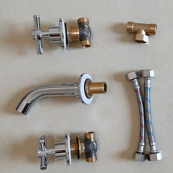 Lisslune | Modern bathroom faucet wall-mounted cross handles low arc faucet