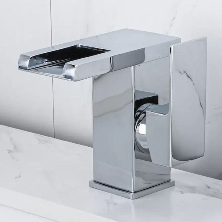 Lisslune | Waterfall Basin Mixer Tap Square Lever Handle with LED Three-Color Light