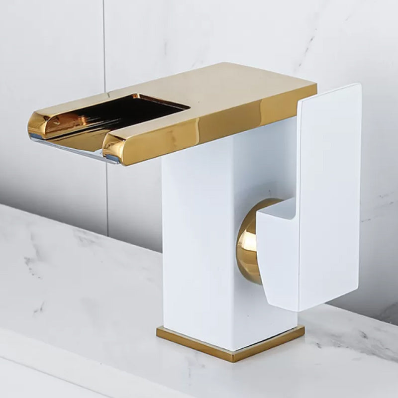 Lisslune | Waterfall Basin Mixer Tap Square Lever Handle with LED Three-Color Light