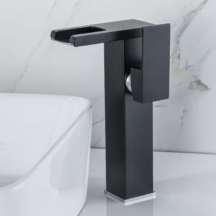 Lisslune | Waterfall Basin Mixer Tap Square Lever Handle with LED Three-Color Light