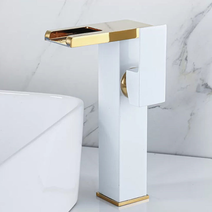 Lisslune | Waterfall Basin Mixer Tap Square Lever Handle with LED Three-Color Light