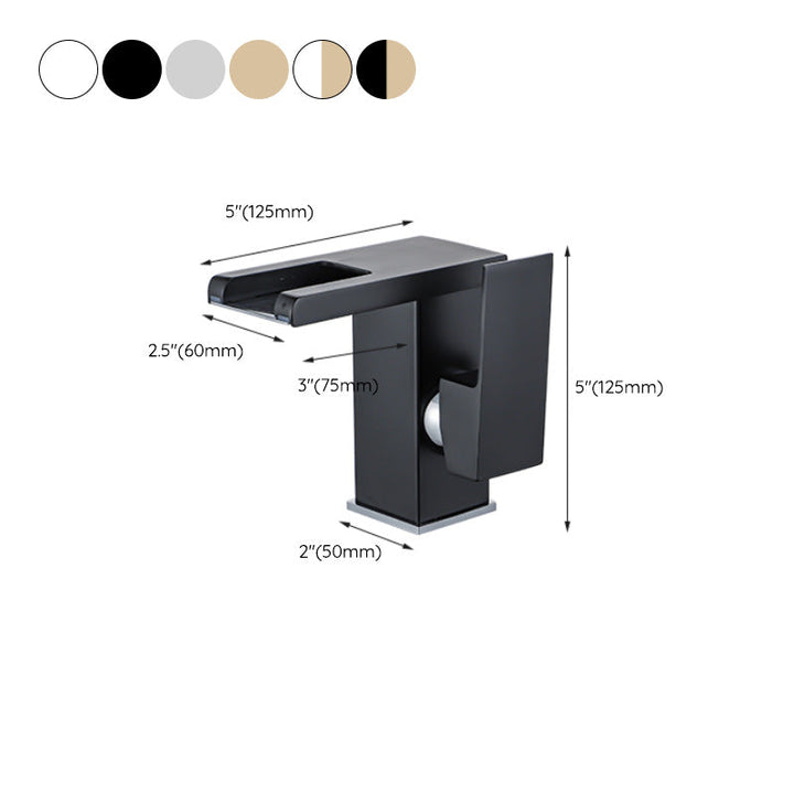 Lisslune | Waterfall Basin Mixer Tap Square Lever Handle with LED Three-Color Light