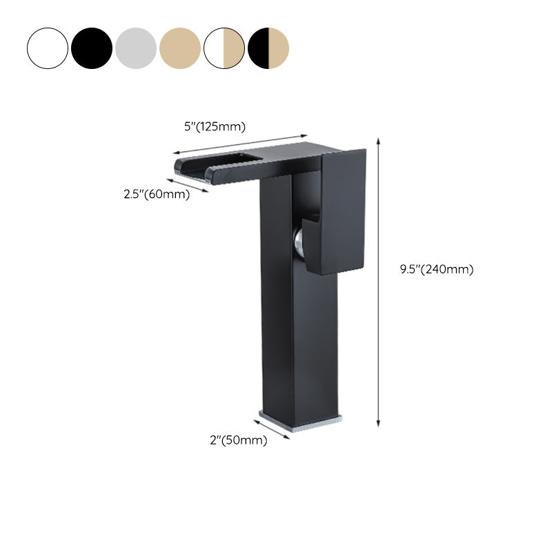 Lisslune | Waterfall Basin Mixer Tap Square Lever Handle with LED Three-Color Light