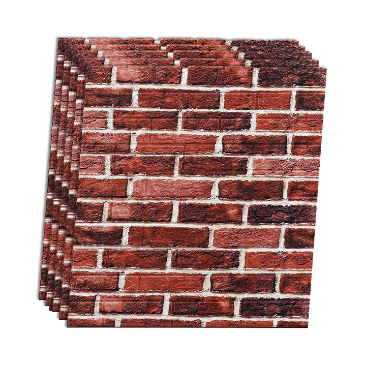 Lisslune | Industrial Wall Panel 3D Brick Wall Panels Waterproof Stickers Wall Tiles Set of 10