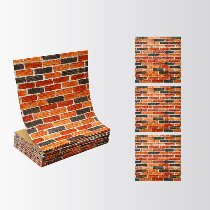 Lisslune | Industrial Wall Panel 3D Brick Wall Panels Waterproof Stickers Wall Tiles Set of 10
