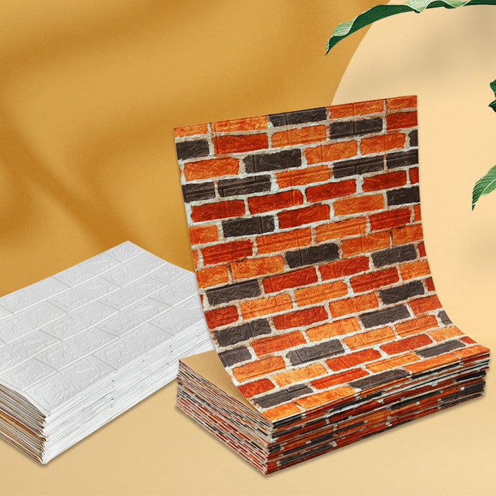 Lisslune | Industrial Wall Panel 3D Brick Wall Panels Waterproof Stickers Wall Tiles Set of 10