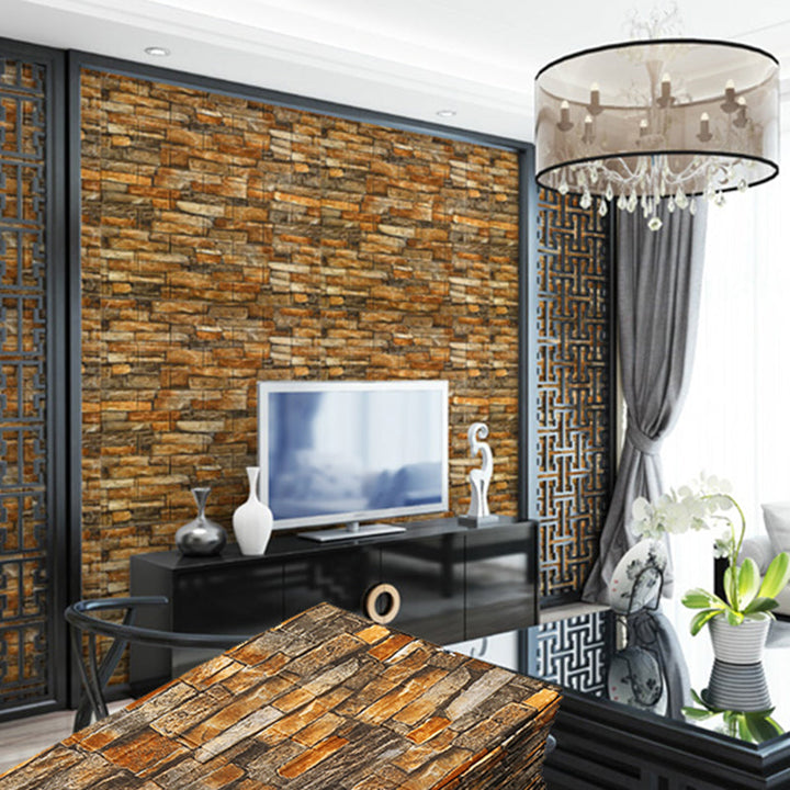 Lisslune | Industrial Wall Panel 3D Brick Wall Panels Waterproof Stickers Wall Tiles Set of 10