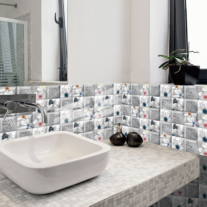 Lisslune | Plastic Peel and Stick Backsplash Tile Square Wallpaper with waterproof