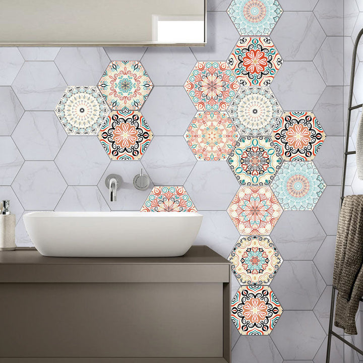 Lisslune | Plastic Mosaic Tile Wallpaper Hexagonal for Stick and Remove Back Wall Tile