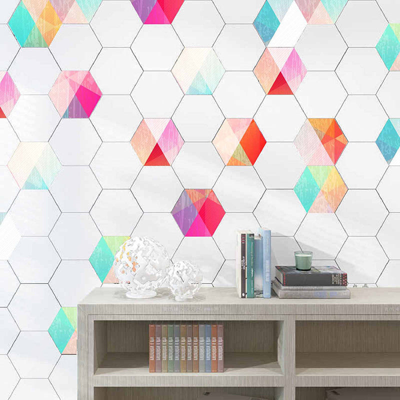 Lisslune | Plastic Mosaic Tile Wallpaper Hexagonal for Stick and Remove Back Wall Tile