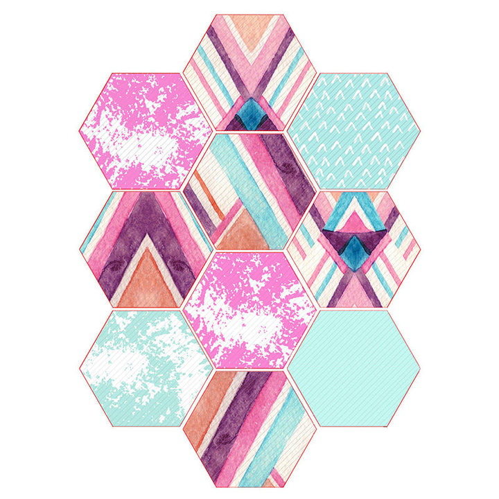 Lisslune | Plastic Mosaic Tile Wallpaper Hexagonal for Stick and Remove Back Wall Tile