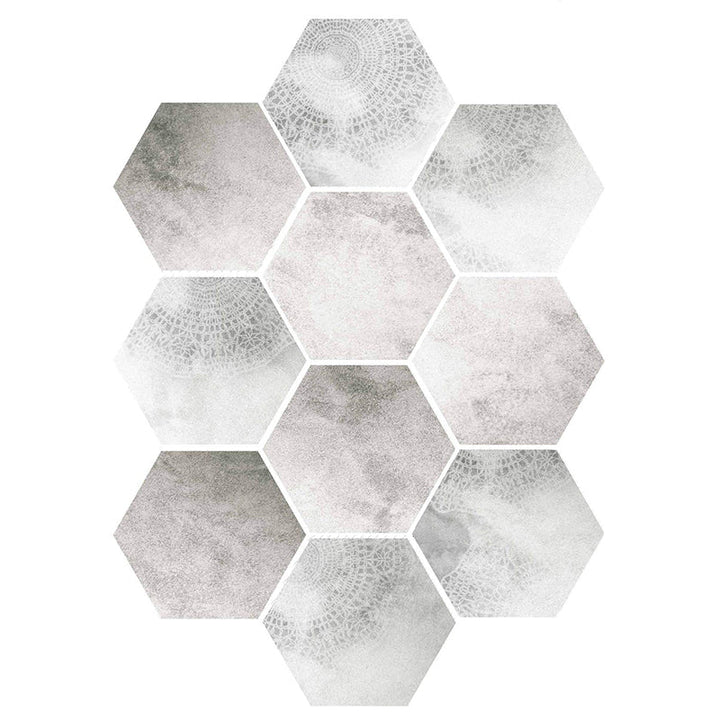 Lisslune | Plastic Mosaic Tile Wallpaper Hexagonal for Stick and Remove Back Wall Tile