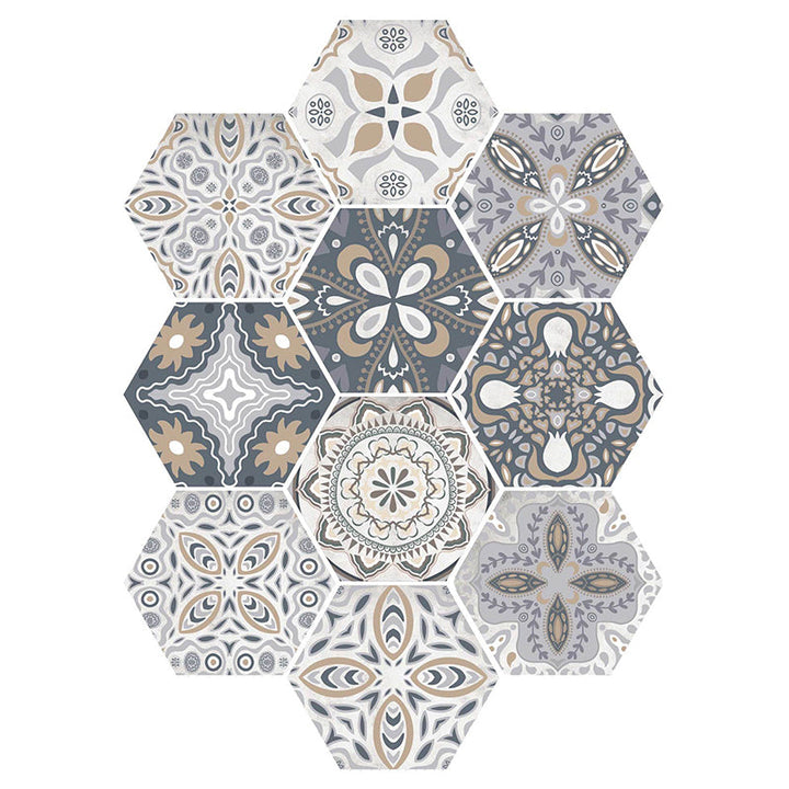 Lisslune | Plastic Mosaic Tile Wallpaper Hexagonal for Stick and Remove Back Wall Tile