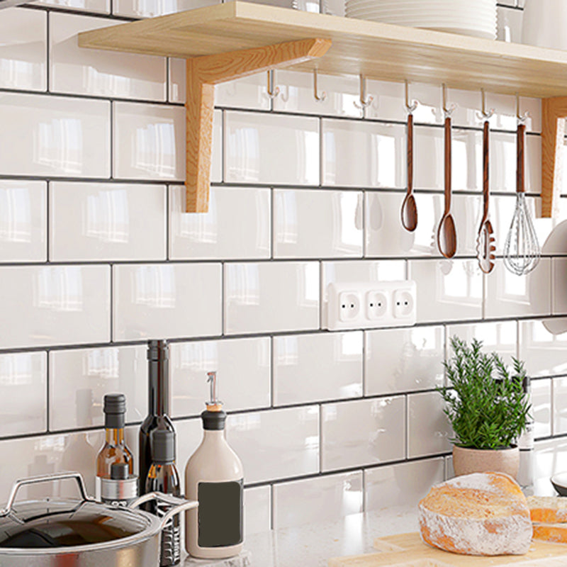 Lisslune | White subway tiles waterproof peel & stick tile for kitchen backsplash