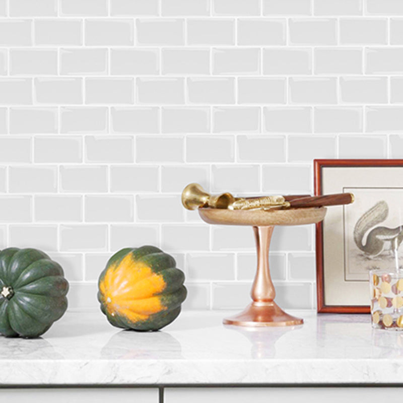 Lisslune | White subway tiles waterproof peel & stick tile for kitchen backsplash