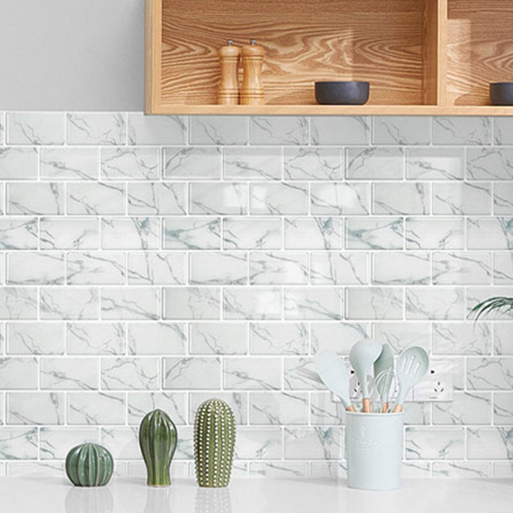 Lisslune | White subway tiles waterproof peel & stick tile for kitchen backsplash
